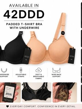 OGL Padded T-Shirt Bra in Peach and Black